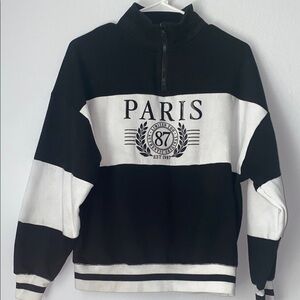 Limited Too Paris Black and White Zip-Up Sweater